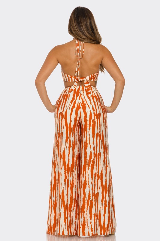 Sunset Splash Halter Jumpsuit